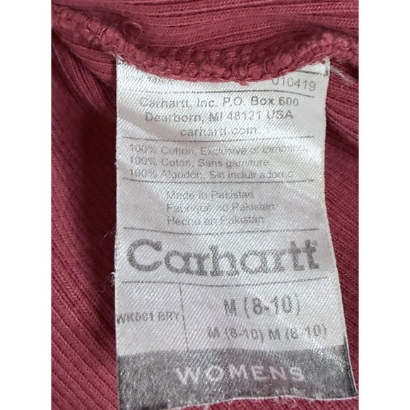 Carhartt Henley Ribbed Thermal Top Womens Size M Burgandy Vintage Inspired - Picture 4 of 8